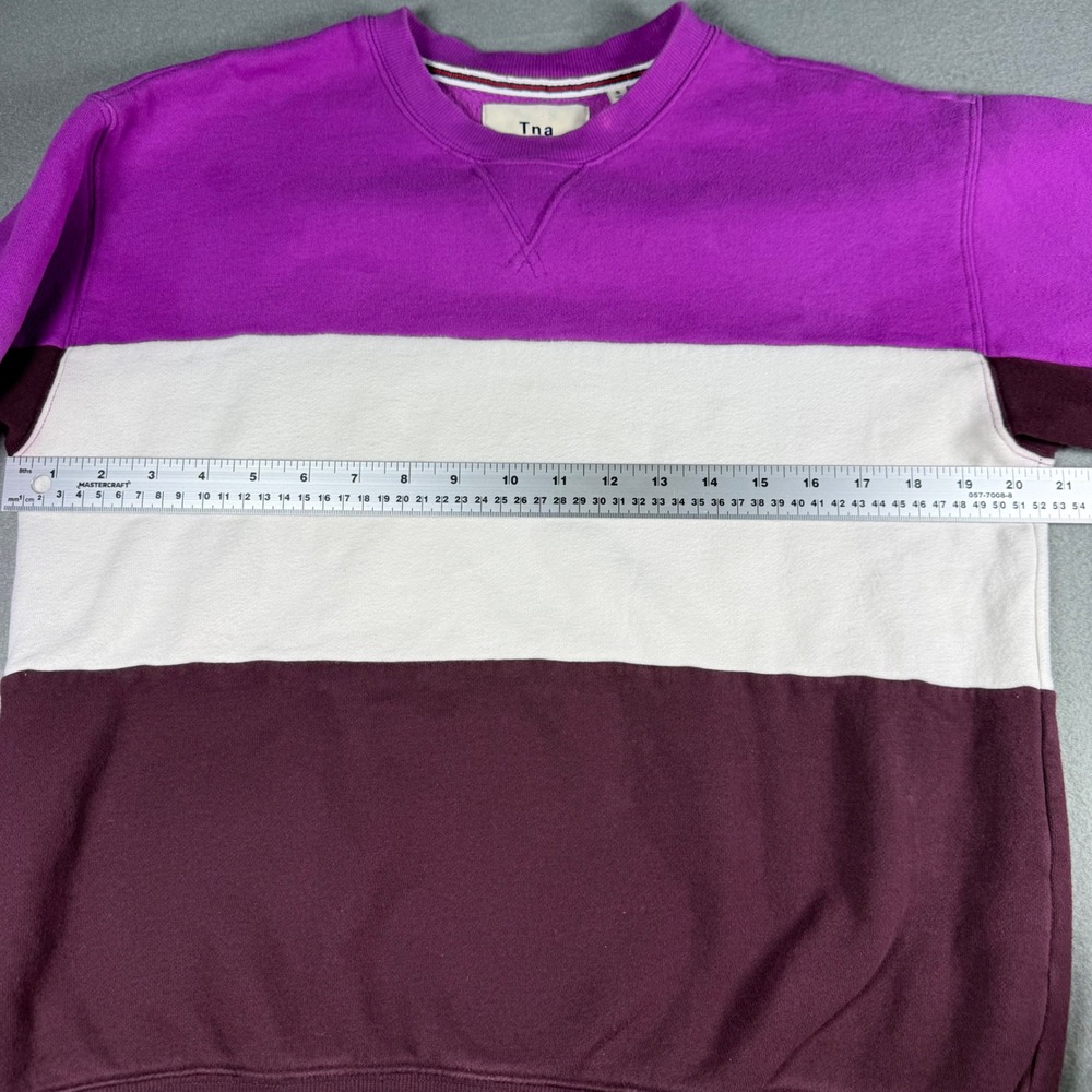 Tna Aritzia Colorblock Sweatshirt Size S Purple White Burgundy Crewneck Fleece - Picture 8 of 12